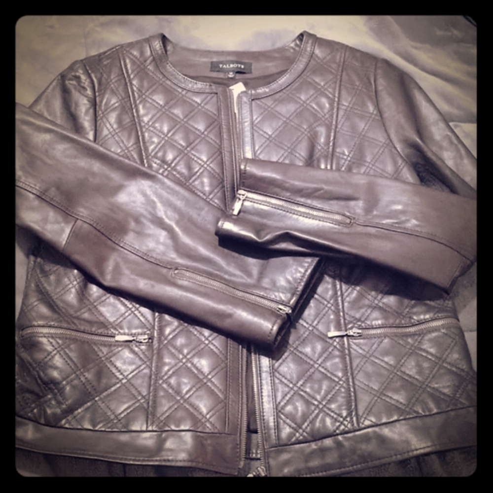 Talbot's Women's Chocolate Brown Leather Jacket